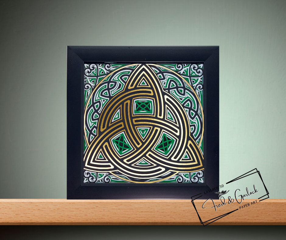 5x5 - Celtic Trinity Knot - Gold - Black Frame